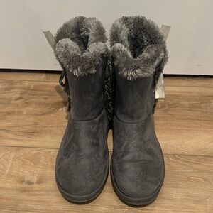 JustFab Gray Winter Rain Boots with Fur Trim